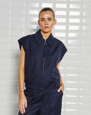 Valentina WBL Weste - Midnight Blue Pinstripe